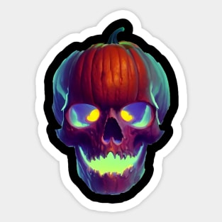 Pumpkin Halloween skull II Sticker